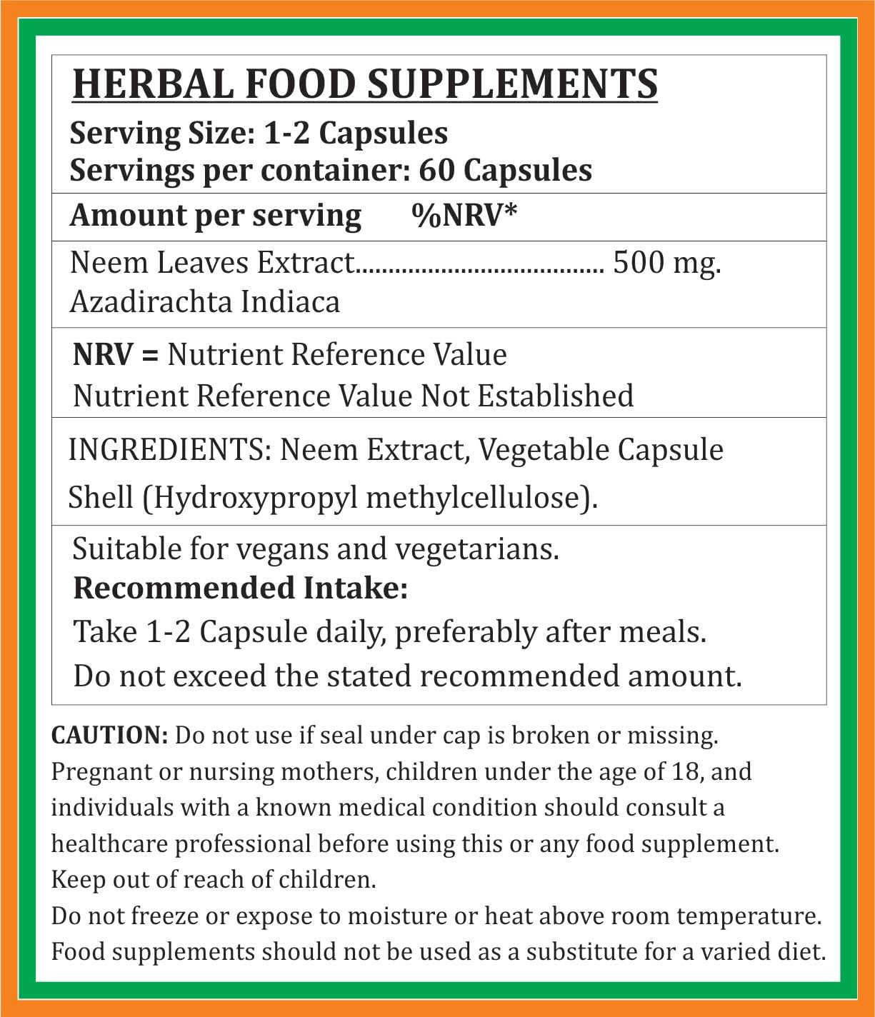 Neem Forte Capsules 500mg | Ayurvedic Neem Extract Capsules for Men and Women | Satya Naturals Herbal Supplement (60 Veg Capsules)