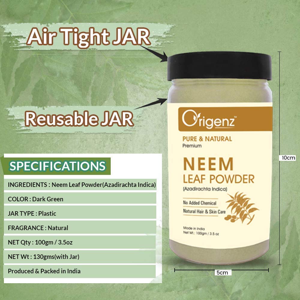 Neem Leaf Powder Face Pack for Clear Skin | Controls Acne, Pimples, Scars | Natural Azadirachta Indica | 100gm Pack