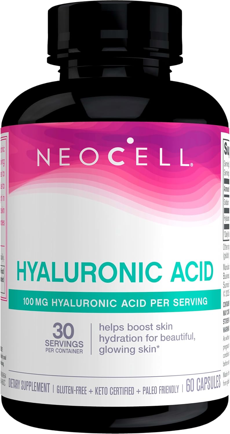 NeoCell Hyaluronic Acid Capsules - Supports Tissue Hydration, Essential Lubricant, Gluten Free - 60 Count