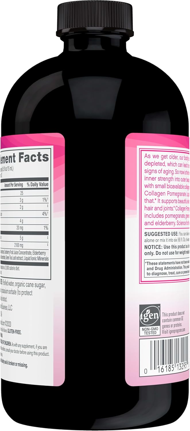 NeoCell Liquid Collagen Supplement with Fruit Juice Concentrates, Green Tea Blend, Pomegranate - Skin, Hair, Nails, Joints Support - 16 oz.