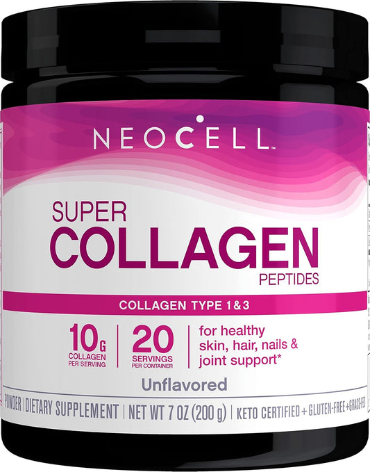 NeoCell Super Collagen Type 1 and 3 Powder for Youthful Skin and Strong Bones - 7 oz