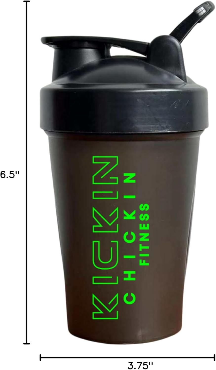 Neon Lime/Midnight Kickin' Chickin' 12oz Shaker Bottle Mixer for Pre and Post Workout