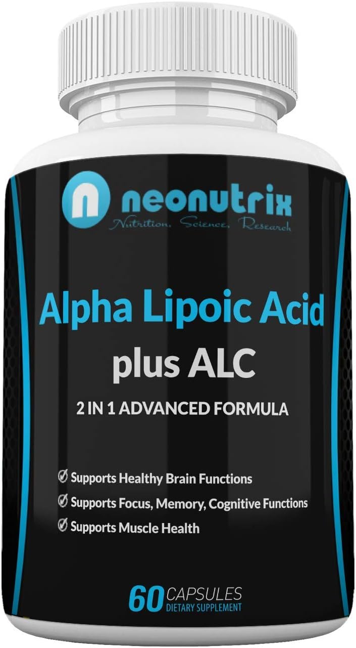 Neonutrix Alpha Lipoic Acid Plus Acetyl L-Carnitine Supplement for Brain & Muscle Health - 60 Capsules