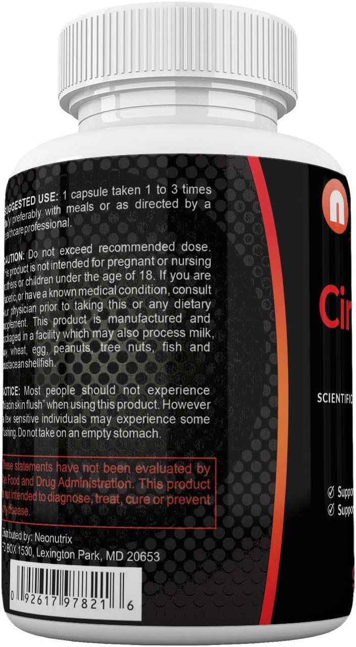 Neonutrix Blood Circulation Health Supplement with L-Arginine, Ginger Root, Hawthorn & Diosmin - Cardiovascular Support - 90 Capsules