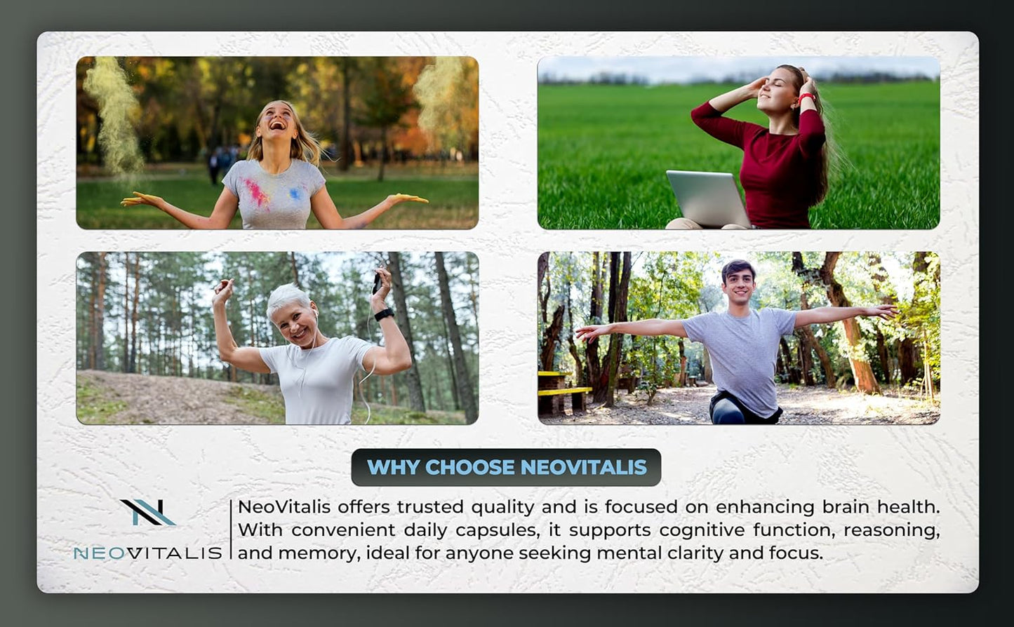 NeoVitalis Alpha Brain Nootropic Capsules - Cognitive Support Supplement for Memory & Focus - Vitamin B6, Herbal Extracts, Amino Acids - Caffeine-Free - 60 Capsules