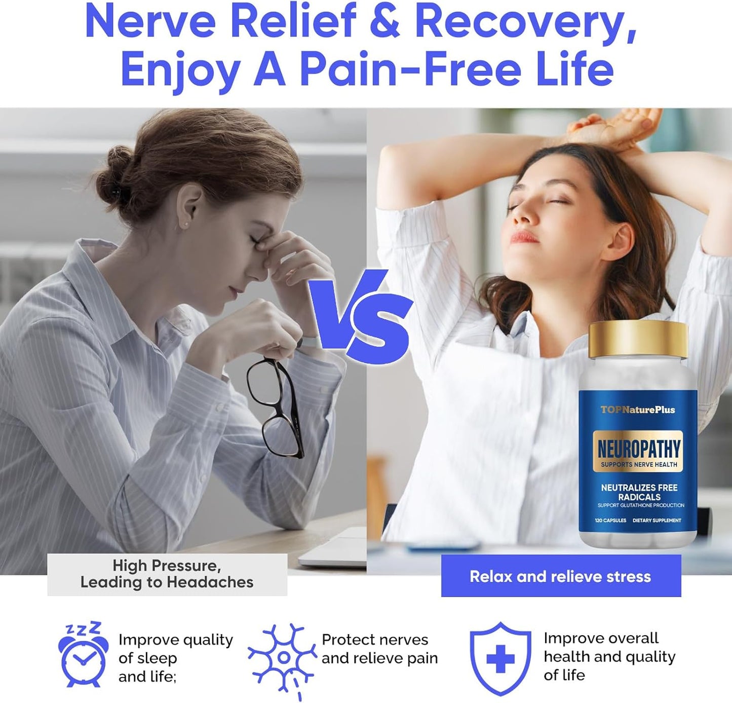 Nerve Savior for Neuropathy - Advanced Nerve Health Supplement with Alpha Lipoic Acid-Benfotiamine - 120 Capsules