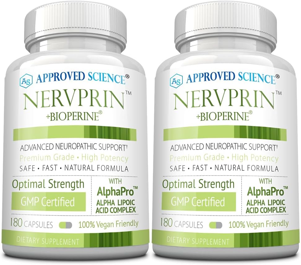 Nerve Support Supplement with Benfotiamine, B12, Alpha-Lipoic Acid, Corydalis - 360 Capsules - Made in USA by Approved Science