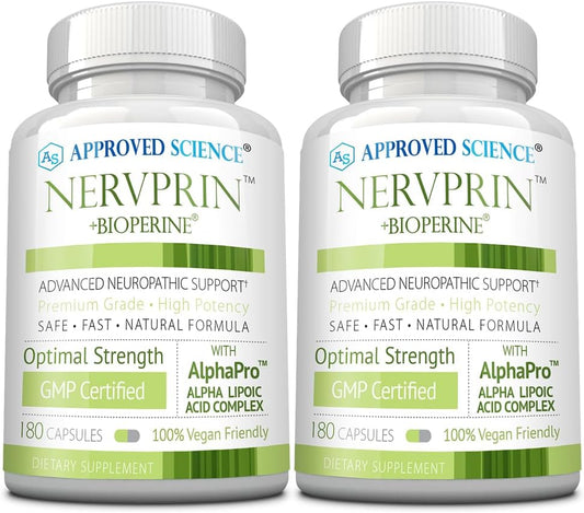 Nerve Support Supplement with Benfotiamine, B12, Alpha-Lipoic Acid, Corydalis - 360 Capsules - Made in USA by Approved Science