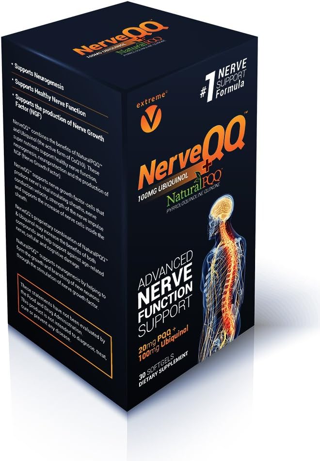 NerveQQ Ultra Advanced Formula: #1 NGF Support with 100mg Ubiquinol & 20mg PQQ (Vegetarian Softgels) by Extreme V, Inc.