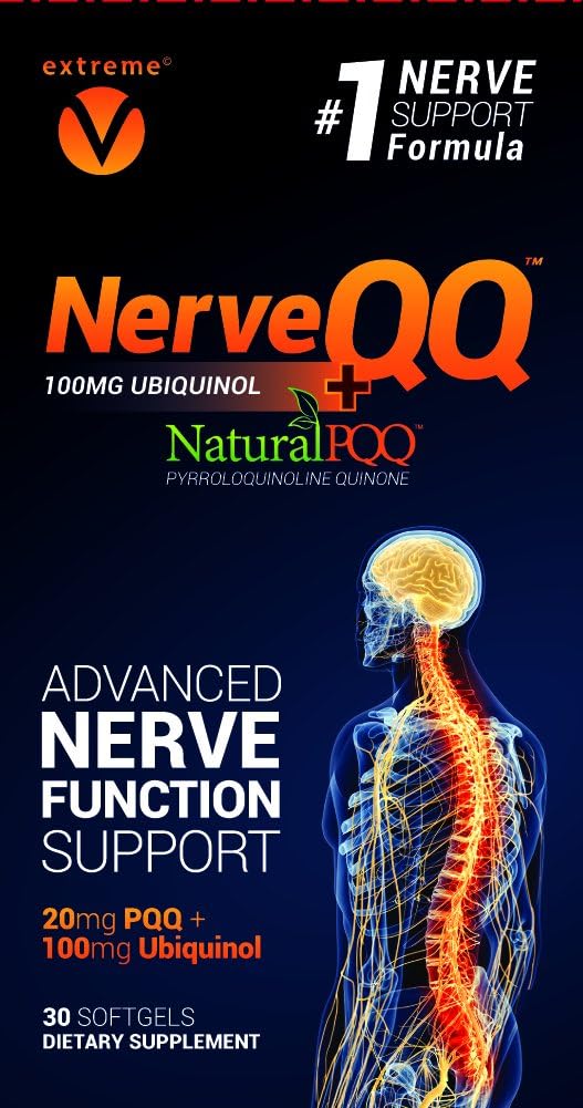 NerveQQ Ultra Advanced Formula: #1 NGF Support with 100mg Ubiquinol & 20mg PQQ (Vegetarian Softgels) by Extreme V, Inc.