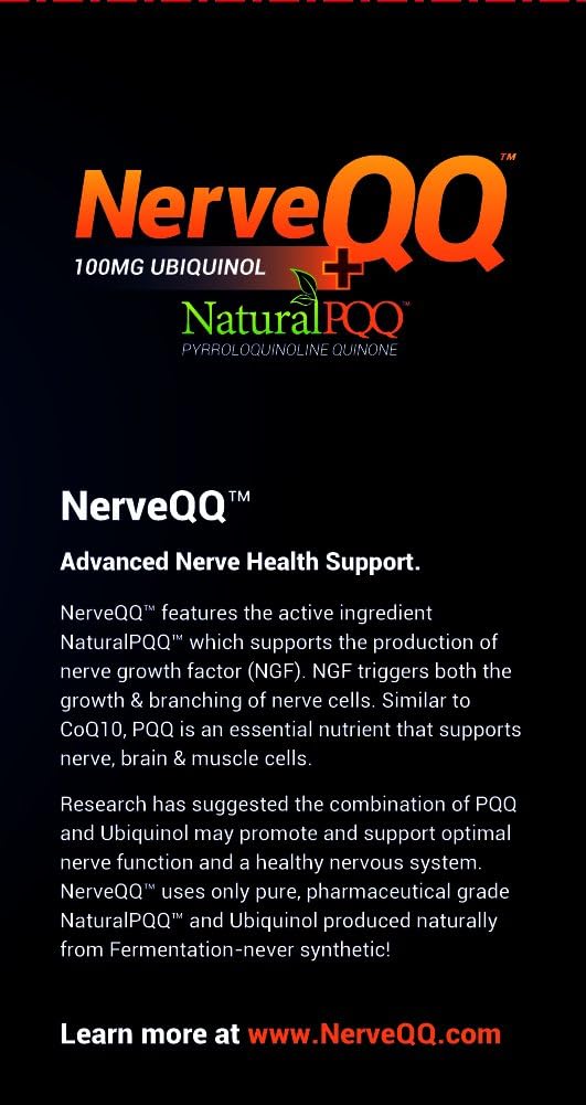 NerveQQ Ultra Advanced Formula: #1 NGF Support with 100mg Ubiquinol & 20mg PQQ (Vegetarian Softgels) by Extreme V, Inc.