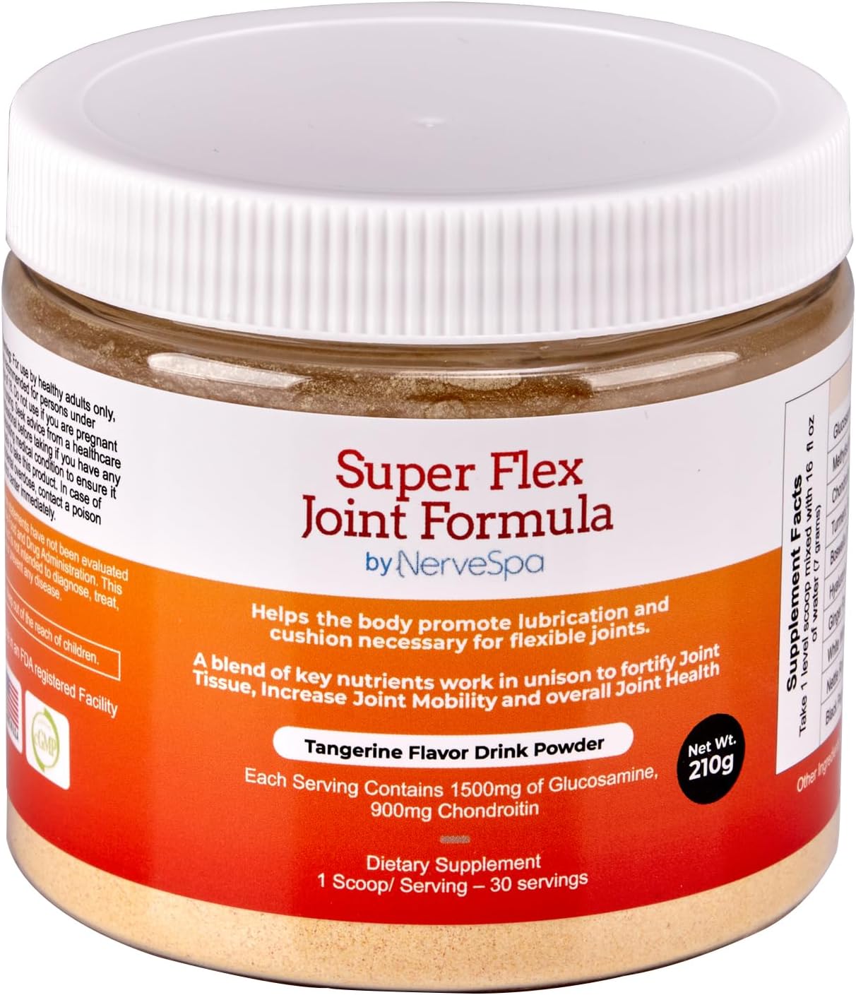 NerveSpa Super Flex Joint Formula Drink Powder - Joint Support Supplement with Glucosamine, Chondroitin, Turmeric, Ginger, MSM, Boswellia - 30 Servings