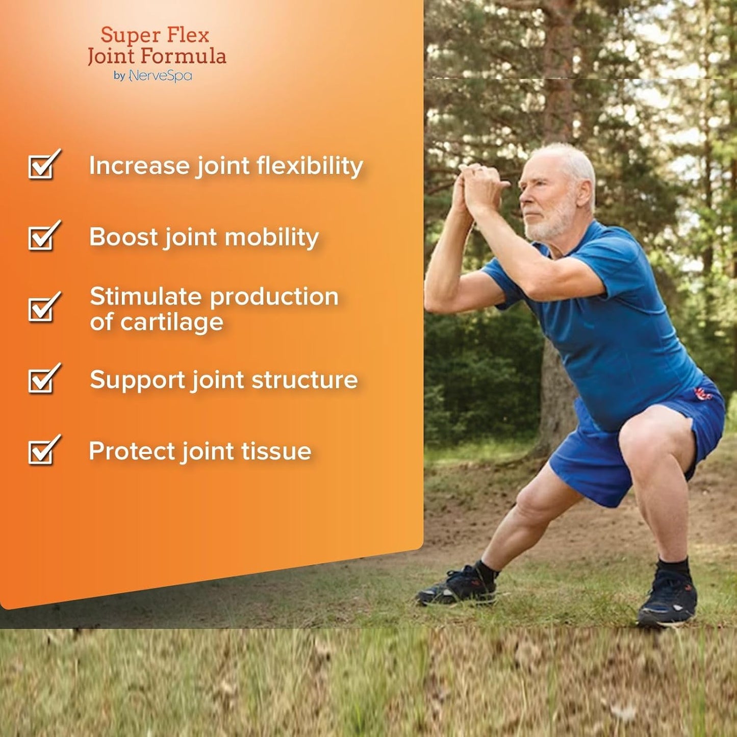 NerveSpa Super Flex Joint Formula Drink Powder - Joint Support Supplement with Glucosamine, Chondroitin, Turmeric, Ginger, MSM, Boswellia - 30 Servings