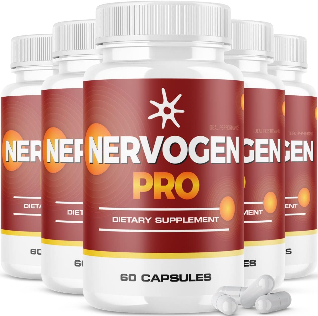 Nervogen Pro Supplement for Optimal Performance - 5 Pack of 300 Capsules