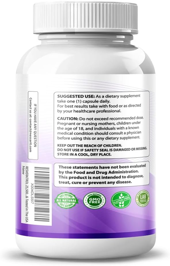 NESSARIT Resveratrol Supplement with NAD, Milk Thistle, Astragalus, Rhodiola, Gotu Kola, Elderberry, Blueberry - 150 Count - USA Made & Tested