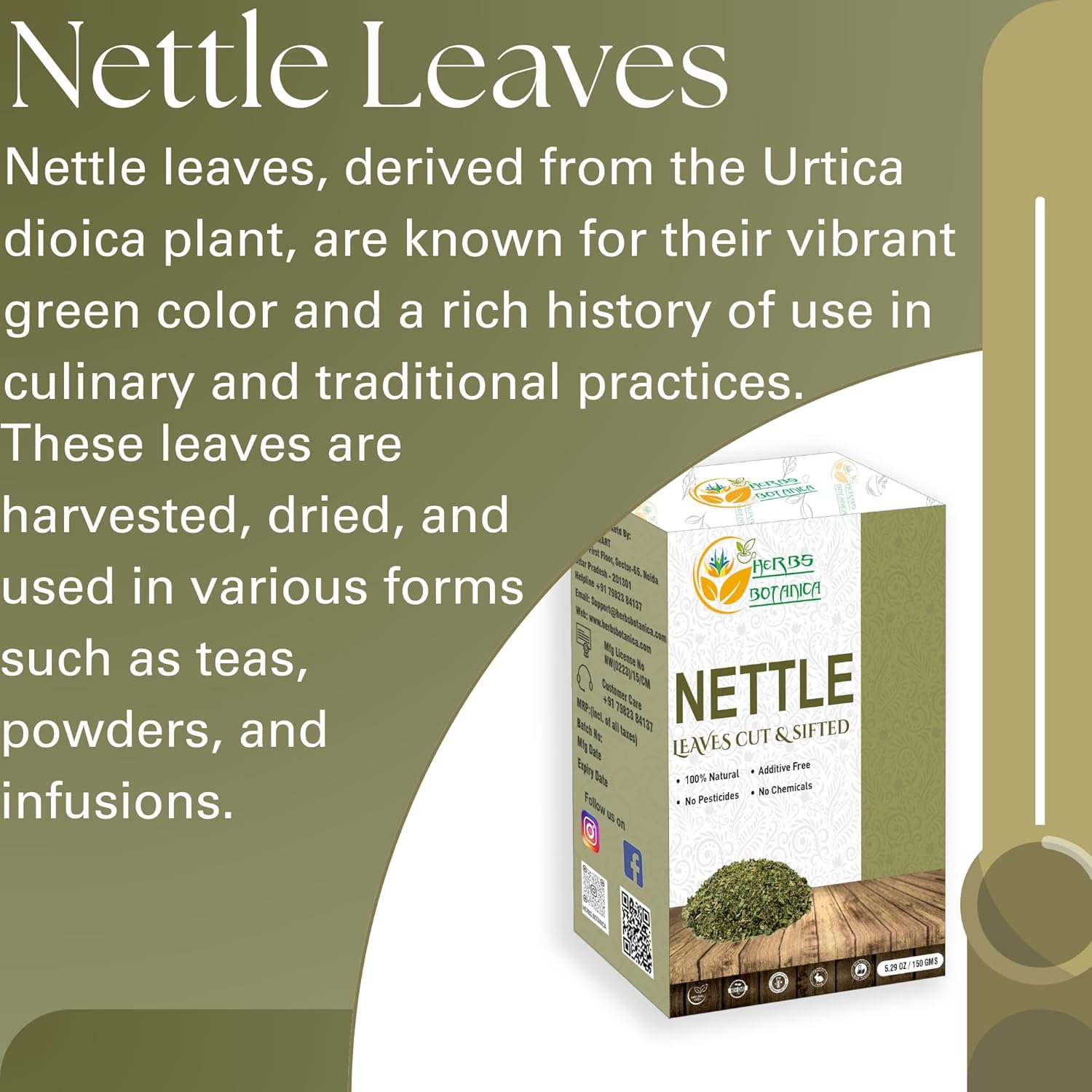 Nettle Leaf Cut and Sifted Herbal Tea and Smoothie Ingredient - Vegan Non GMO Supplement - 5.29 oz