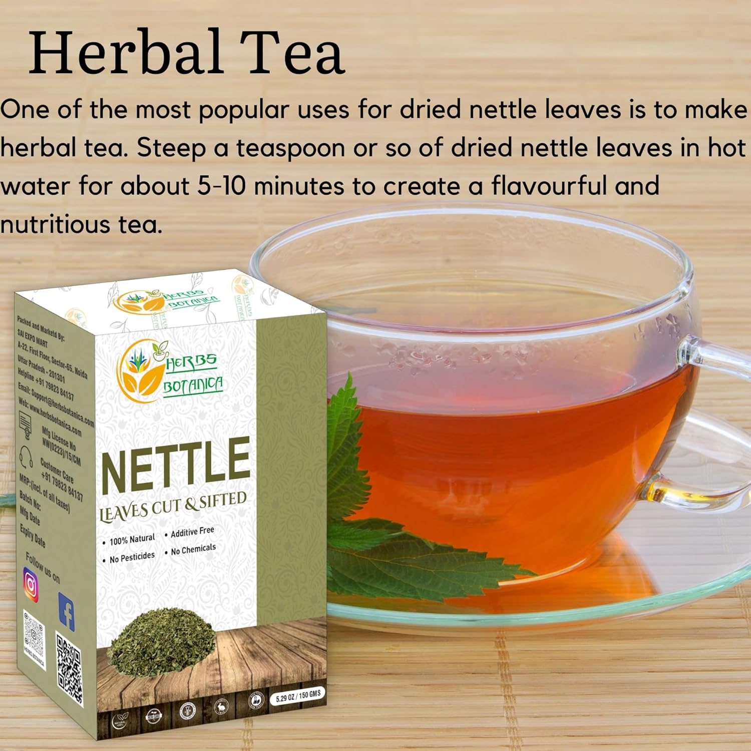Nettle Leaf Cut and Sifted Herbal Tea and Smoothie Ingredient - Vegan Non GMO Supplement - 5.29 oz
