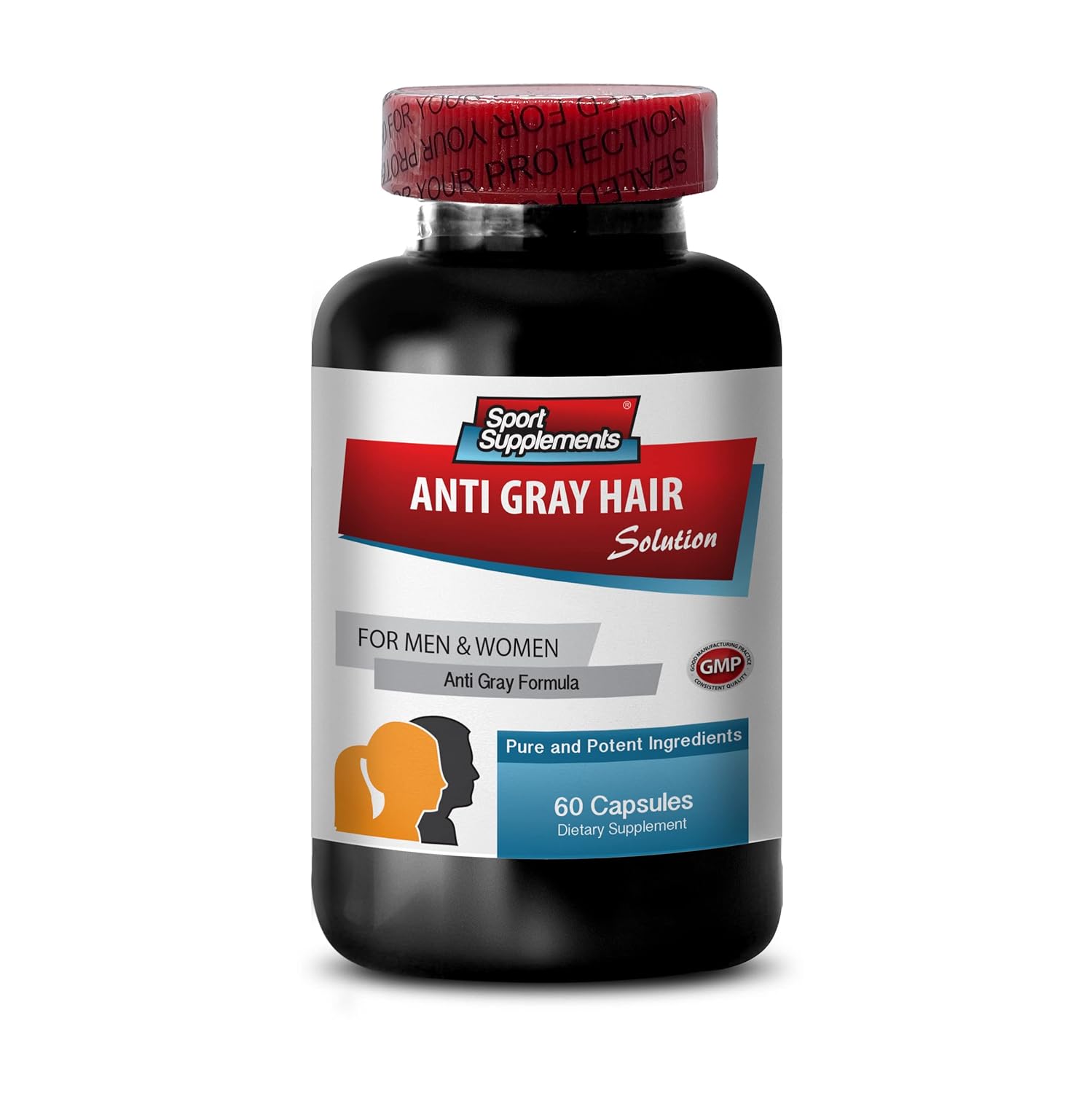 Nettle Root Extract Powder Anti Gray Hair Supplement with Folic Acid, Biotin, and Saw Palmetto - 60 Capsules