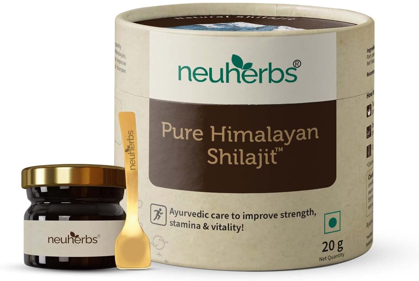 Neuherbs 100% Ayurvedic Himalayan Shilajit Resin 20G with 75% Fulvic Acid | Energy Boost & Immune Support | Lab Tested for Men & Women
