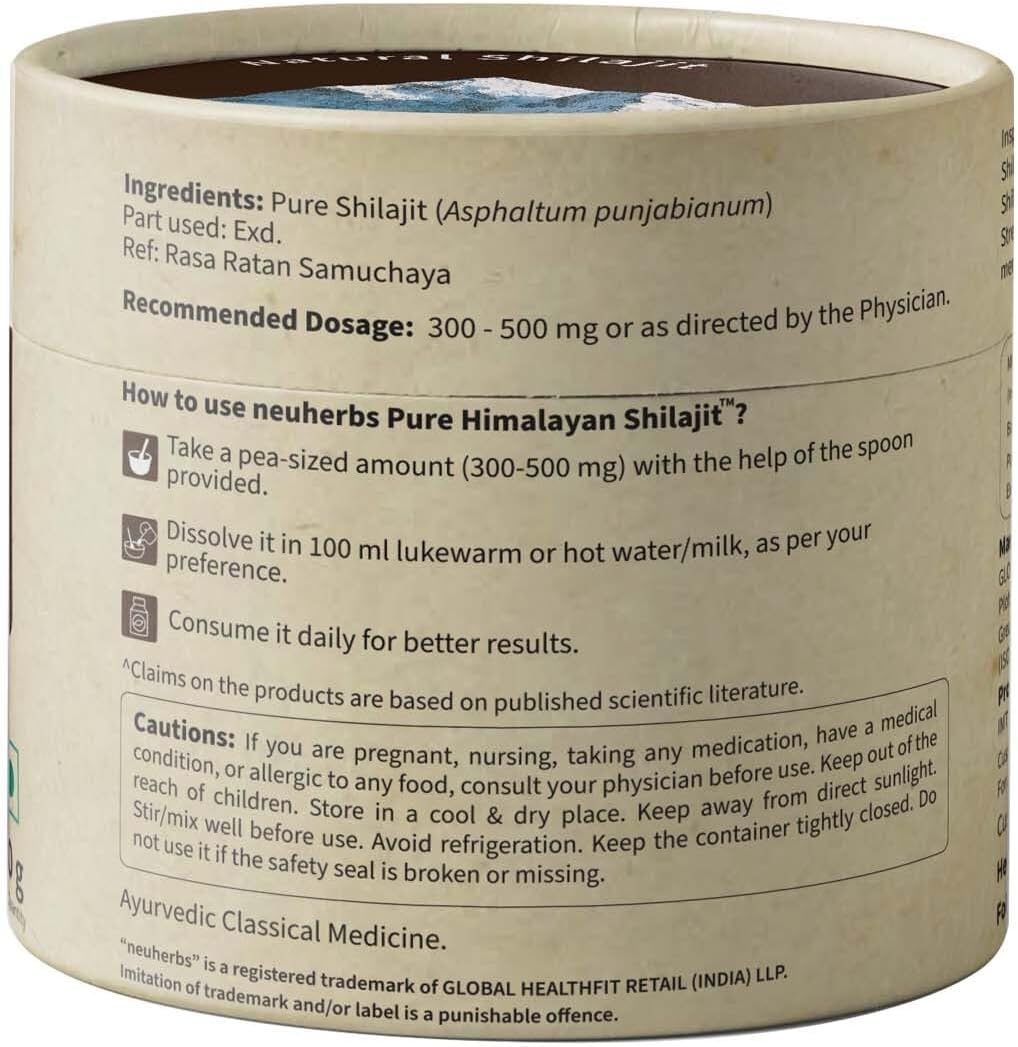 Neuherbs 100% Ayurvedic Himalayan Shilajit Resin 20G with 75% Fulvic Acid | Energy Boost & Immune Support | Lab Tested for Men & Women