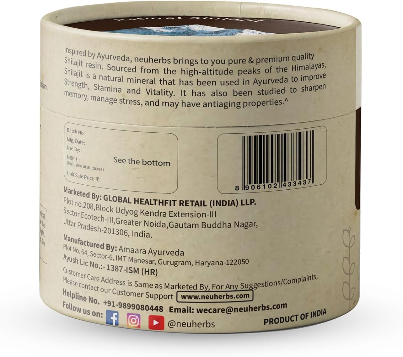 Neuherbs 100% Ayurvedic Himalayan Shilajit Resin 20G with 75% Fulvic Acid | Energy Boost & Immune Support | Lab Tested for Men & Women