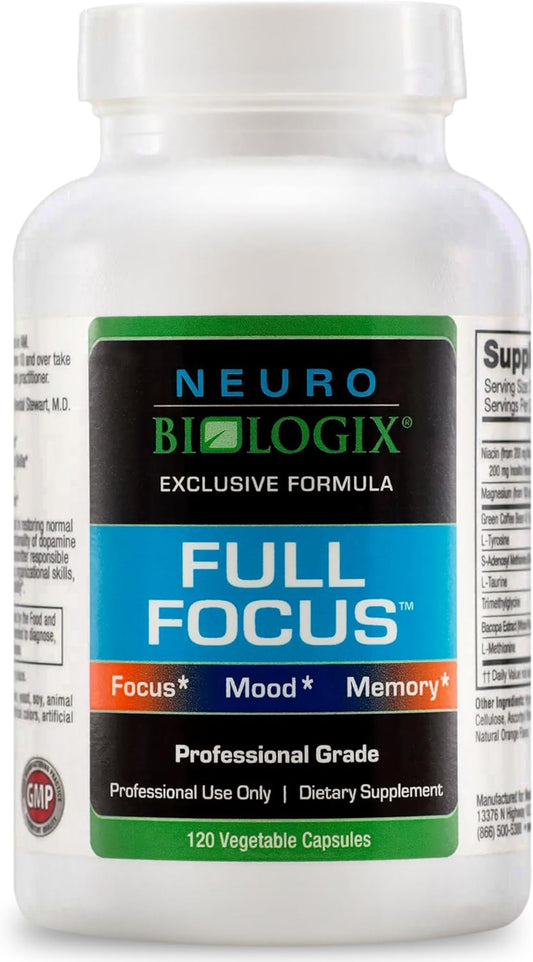 Neuro Biologix Full Focus™ Capsules - Brain Supplement for Memory, Focus & Cognition - Supports Mood, Relaxation & Dopamine Balance