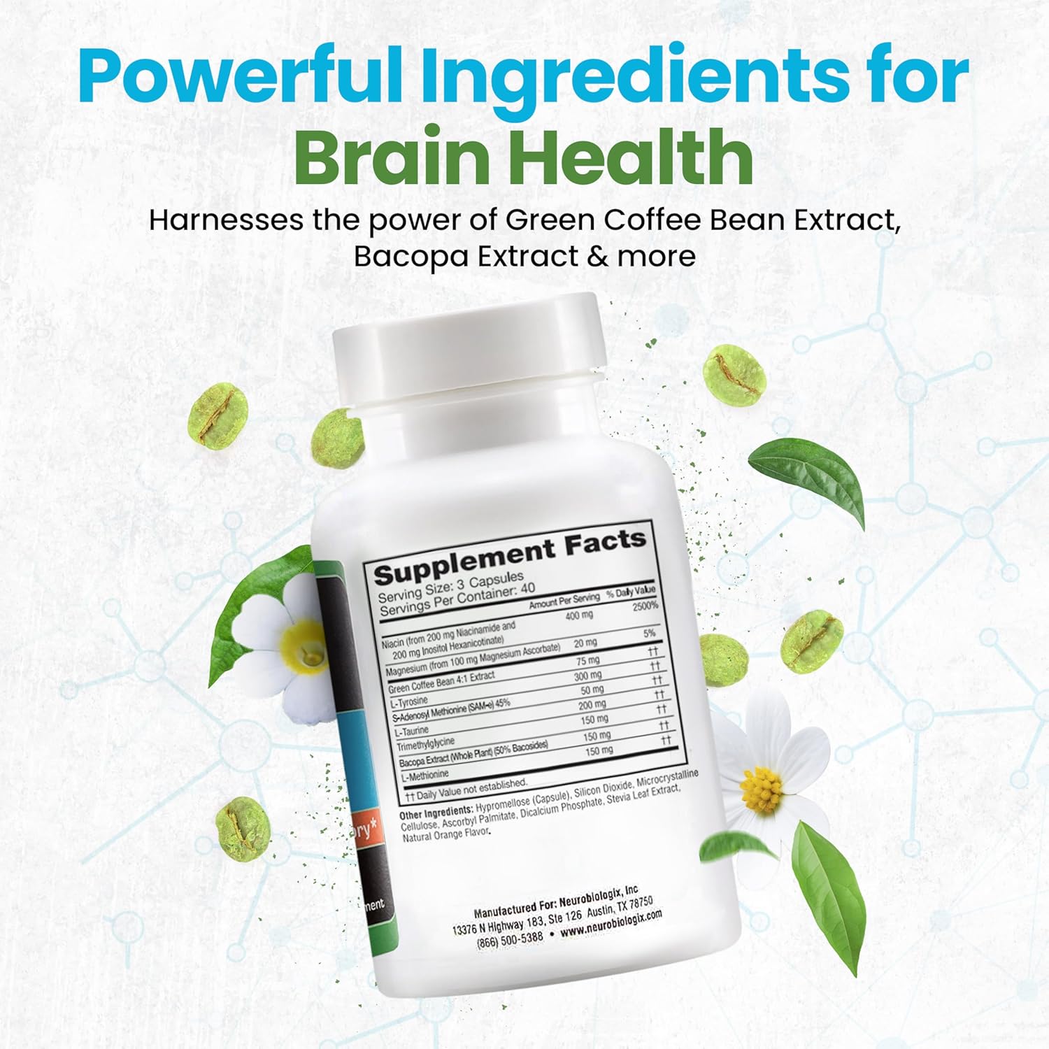 Neuro Biologix Full Focus™ Capsules - Brain Supplement for Memory, Focus & Cognition - Supports Mood, Relaxation & Dopamine Balance