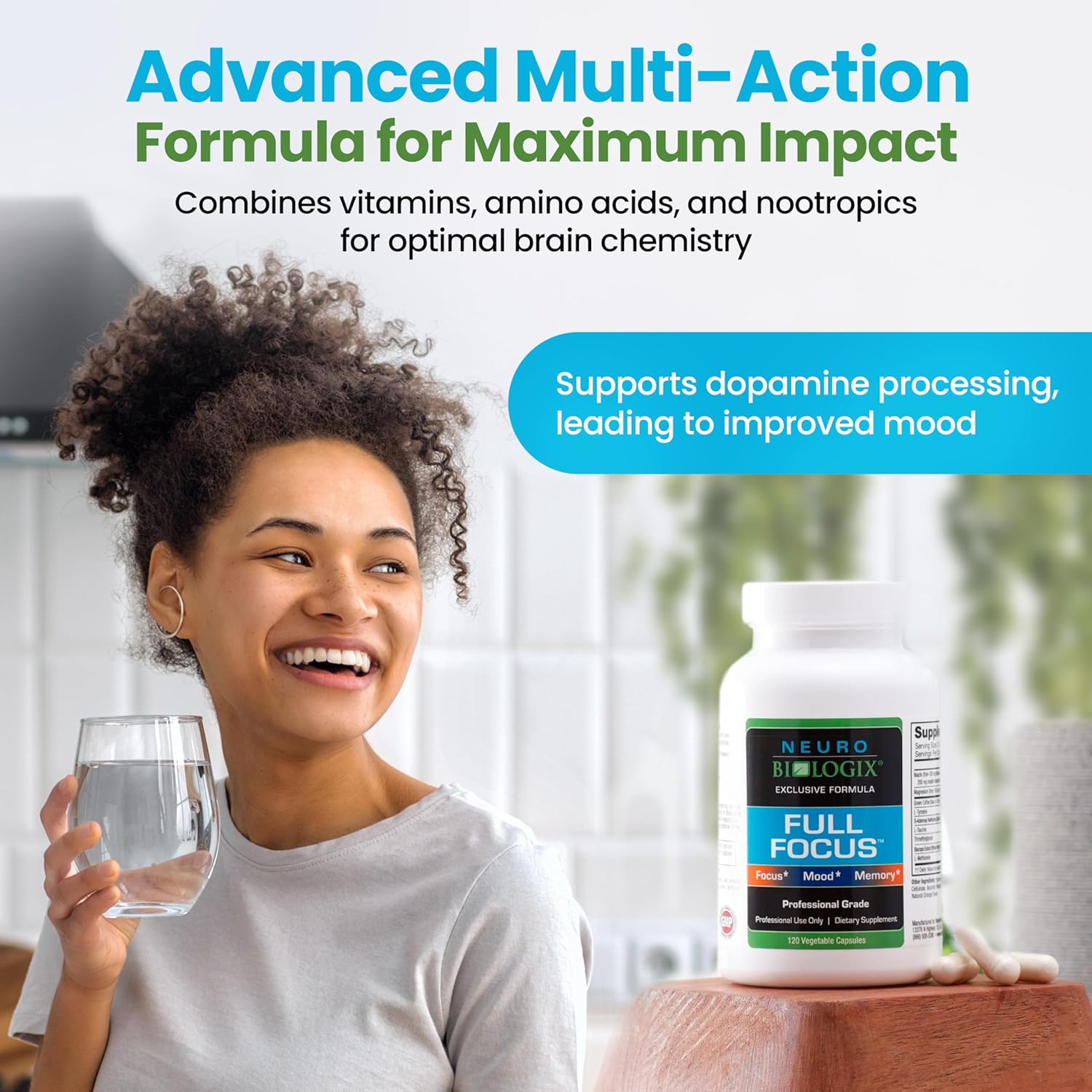 Neuro Biologix Full Focus™ Capsules - Brain Supplement for Memory, Focus & Cognition - Supports Mood, Relaxation & Dopamine Balance