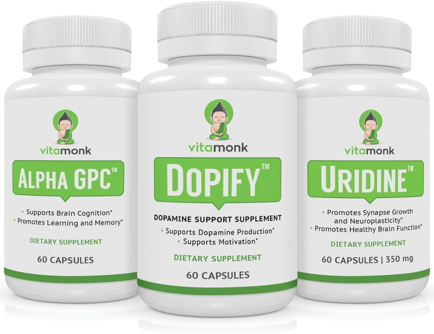Neuro Boost Duo: VitaMonk Dopamine Support Supplement with Alpha GPC and Uridine