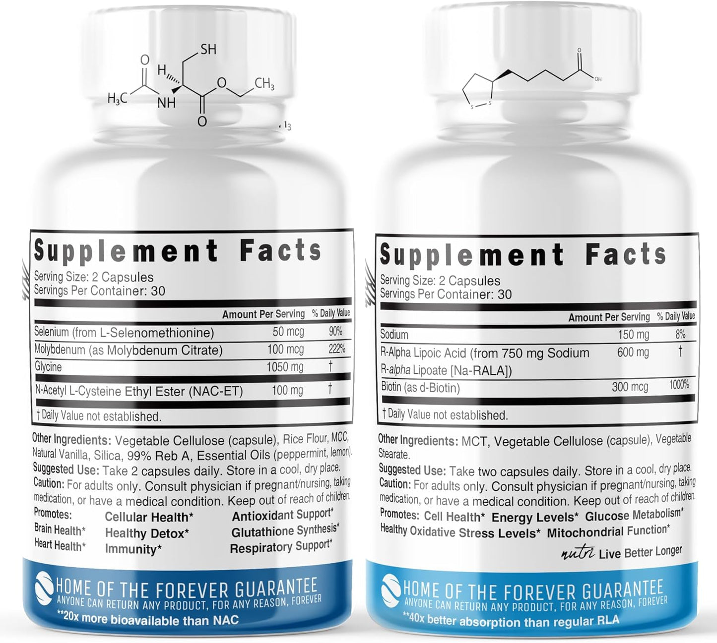 Neuro NAC Ethyl Ester & R Alpha Lipoic Acid 600mg Capsules (60 Count) by Nature's Fusions