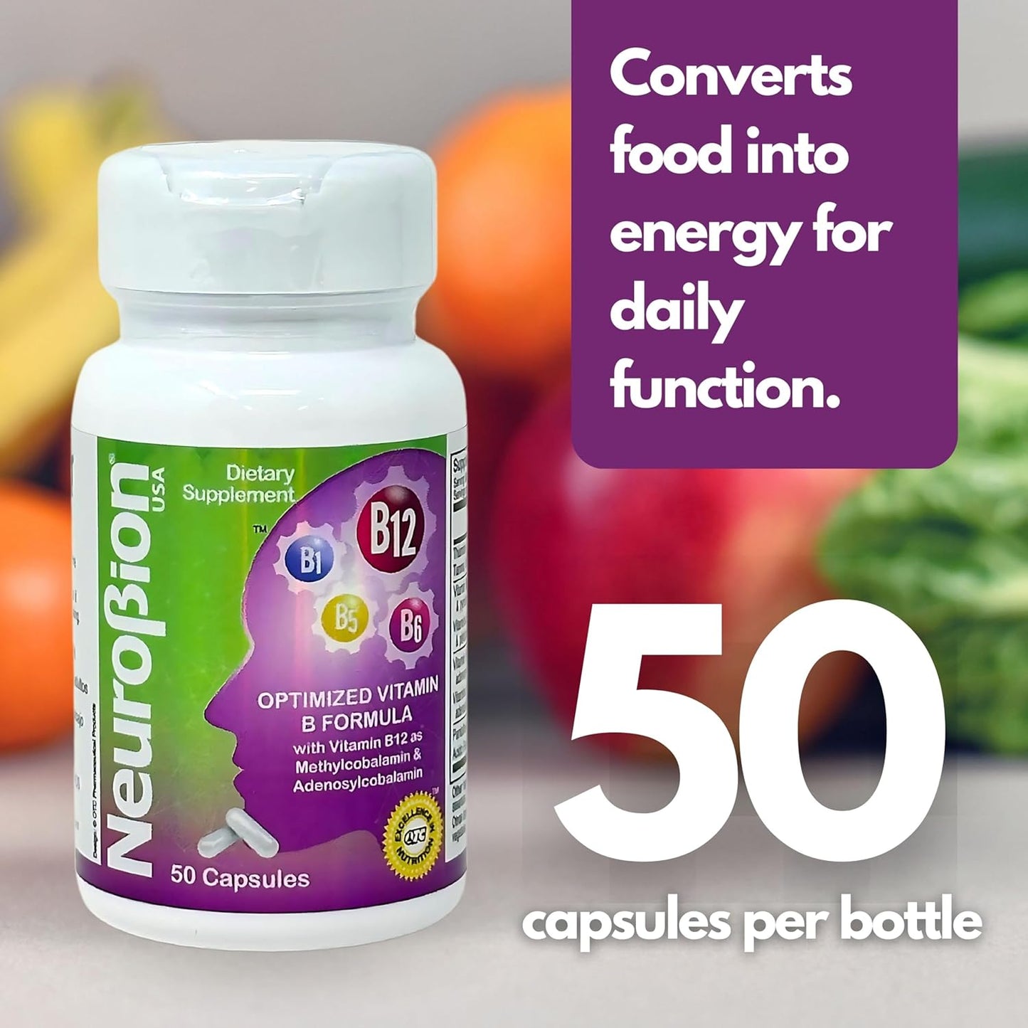 Neurobion Classic Formula B12 Methylcobalamin Dietary Supplement - 50 Capsules, Optimized Formula
