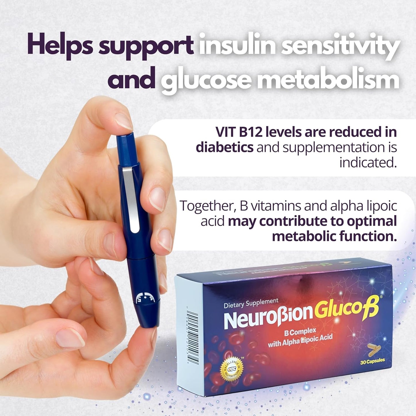 Neurobion Gluco B with Alpha Lipoic Acid B Complex Capsules - 30 Count Dietary Supplement