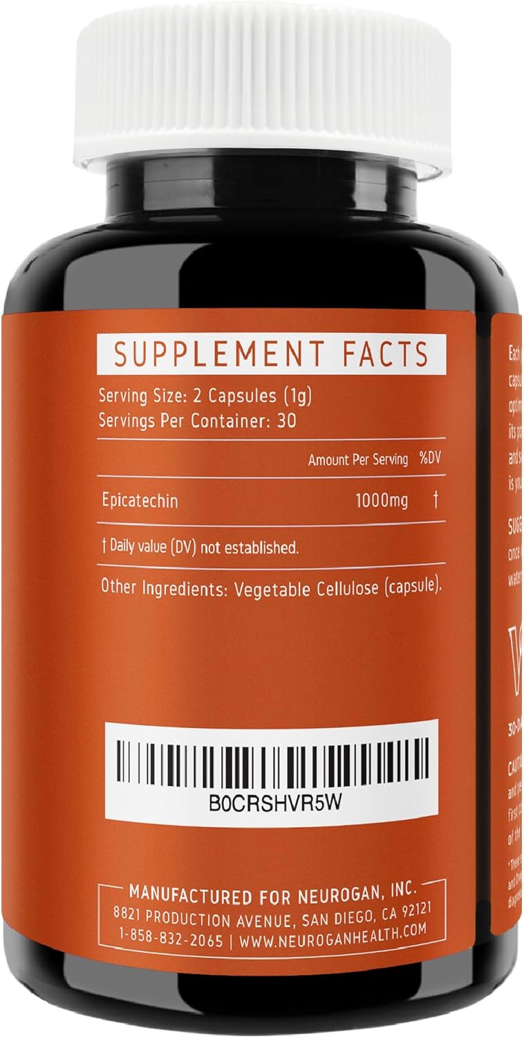 Neurogan Epicatechin Capsules 500mg - Nitric Oxide & Muscle Development Support - Athletes Performance Edge - 60ct, Made in USA