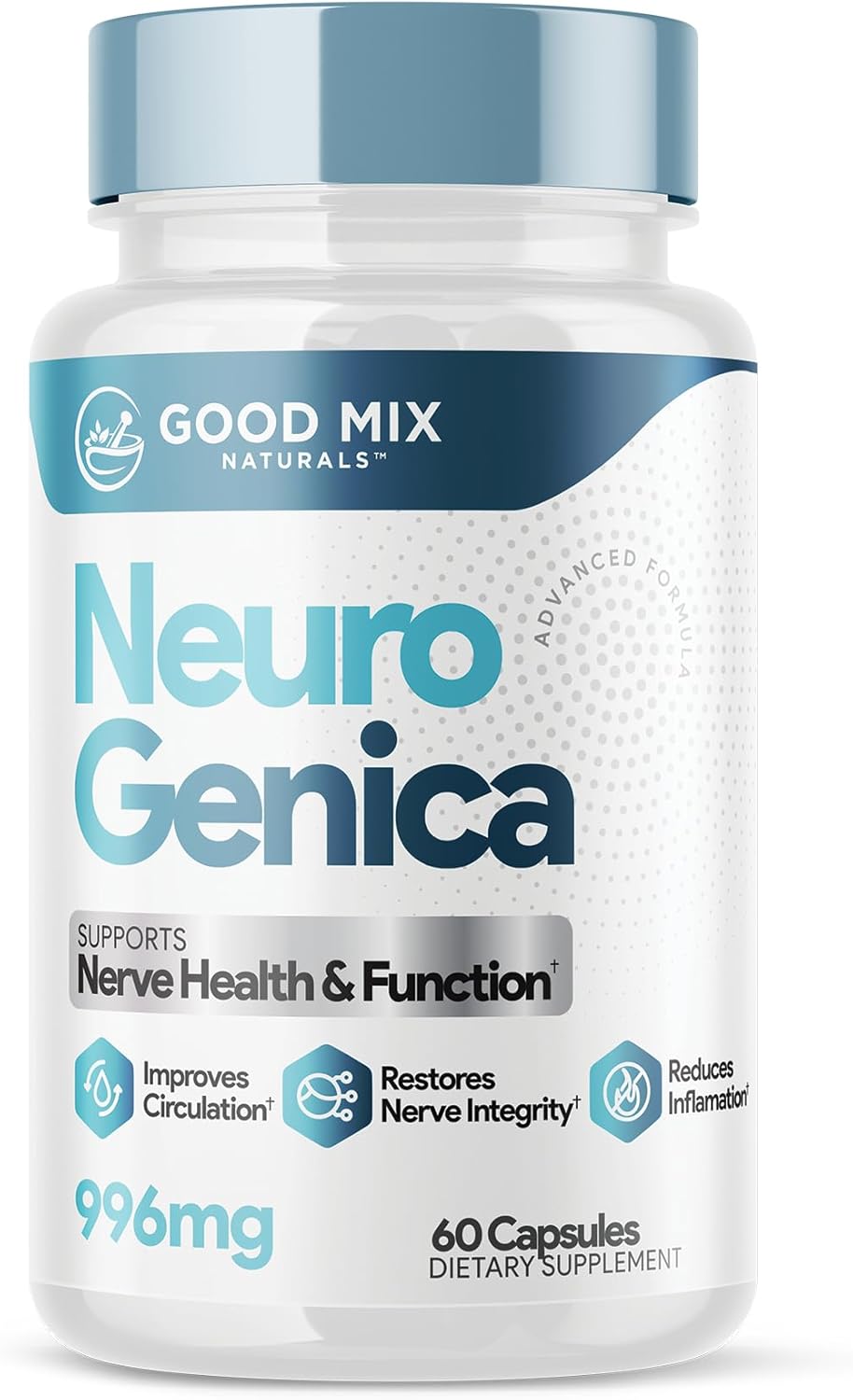 NeuroGenica Good Mix Naturals - 60 Capsules, Benfotiamine 300mg, B12, Folate, Vitamins C & D3 - Vegan, Soy-Free Formula Made in USA