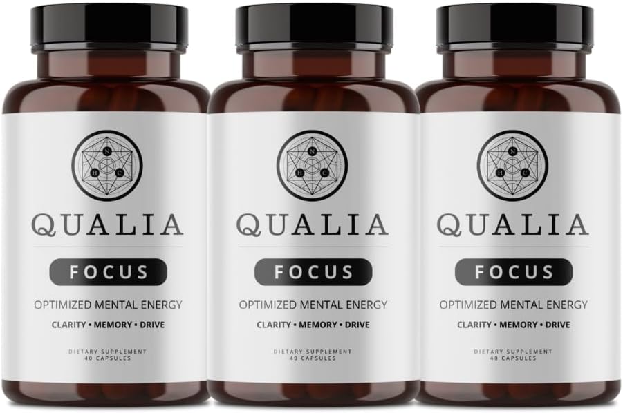 Neurohacker Collective Qualia Focus Nootropic Supplement Pack of 3 | Boost Mental Energy, Alertness, Concentration & Memory | Includes Ginkgo Biloba, L-Theanine & More