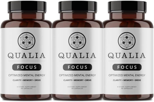 Neurohacker Collective Qualia Focus Nootropic Supplement Pack of 3 | Boost Mental Energy, Alertness, Concentration & Memory | Includes Ginkgo Biloba, L-Theanine & More