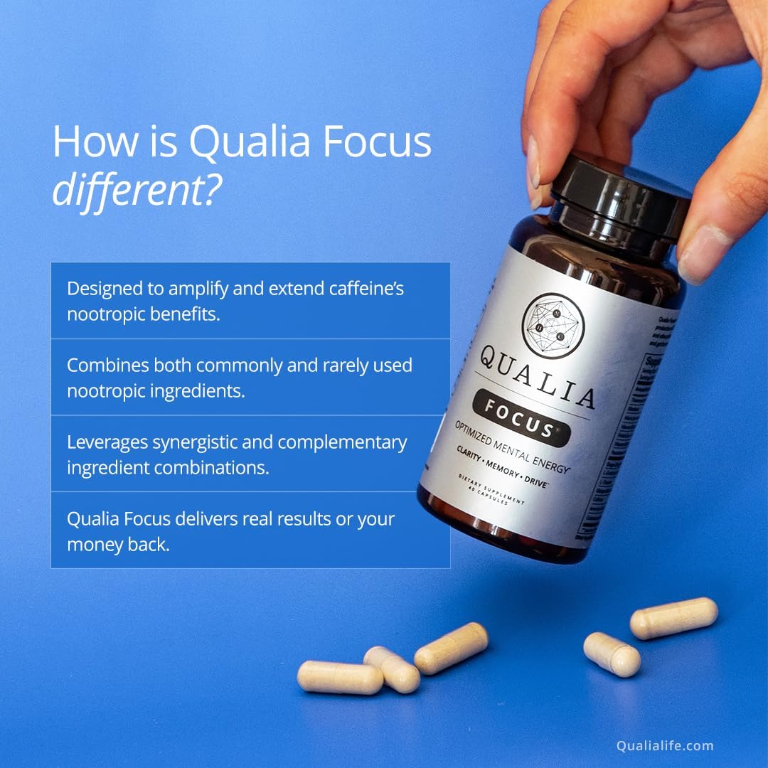 Neurohacker Collective Qualia Focus Nootropic Supplement Pack of 3 | Boost Mental Energy, Alertness, Concentration & Memory | Includes Ginkgo Biloba, L-Theanine & More