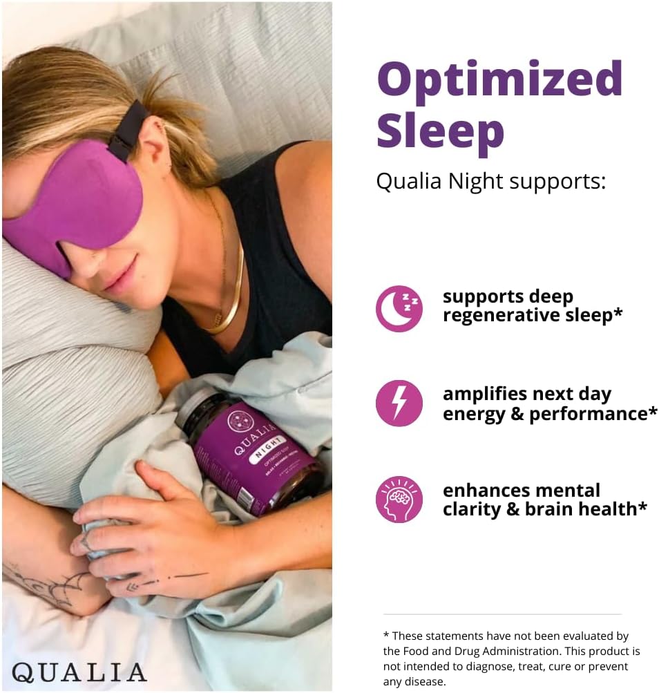 NEUROHACKER COLLECTIVE Qualia Night: Non-Habit Forming Sleep Aid for Deep Refreshing Sleep - Vegan, Non-GMO, Gluten-Free