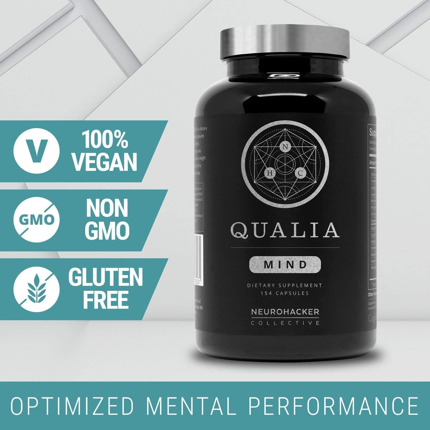 Neurohacker Qualia Mind Nootropics 2-Pack | Top Brain Supplement for Memory, Focus, Energy, Concentration - 105 ct - Ginkgo Biloba, Alpha GPC, Bacopa Monnieri - 2 Week Supply