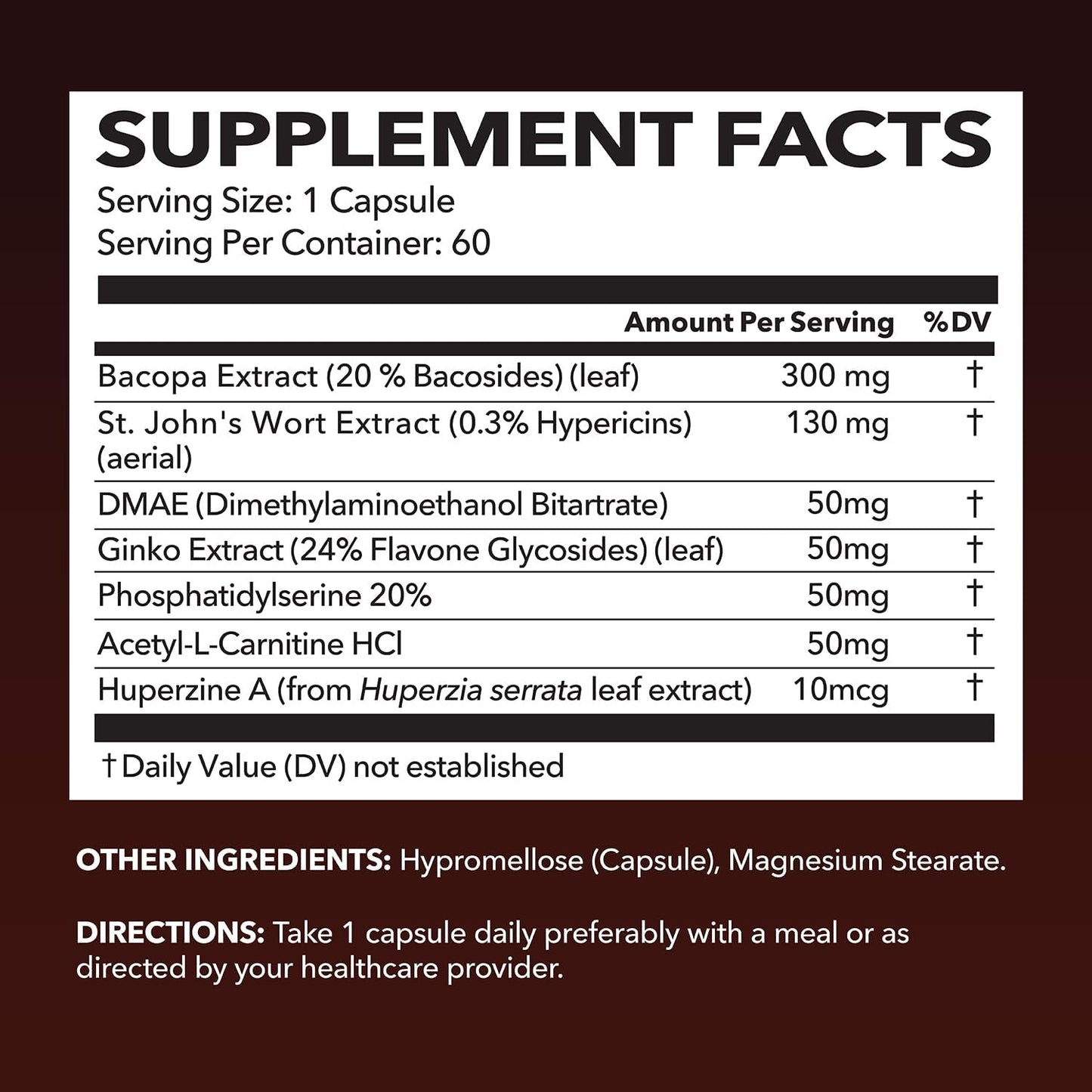 NeuroIGNITE Brain Supplement for Memory and Focus - 60 Count - Cognitive Support with St. John's Wort, Ginkgo Biloba, Bacopa, Phosphatidylserine - Non-GMO Capsules, 2-Month Supply