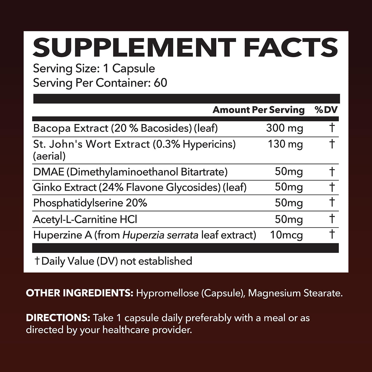 NeuroIGNITE Brain Supplement for Memory and Focus - 60 Count - Cognitive Support with St. John's Wort, Ginkgo Biloba, Bacopa, Phosphatidylserine - Non-GMO Capsules, 2-Month Supply