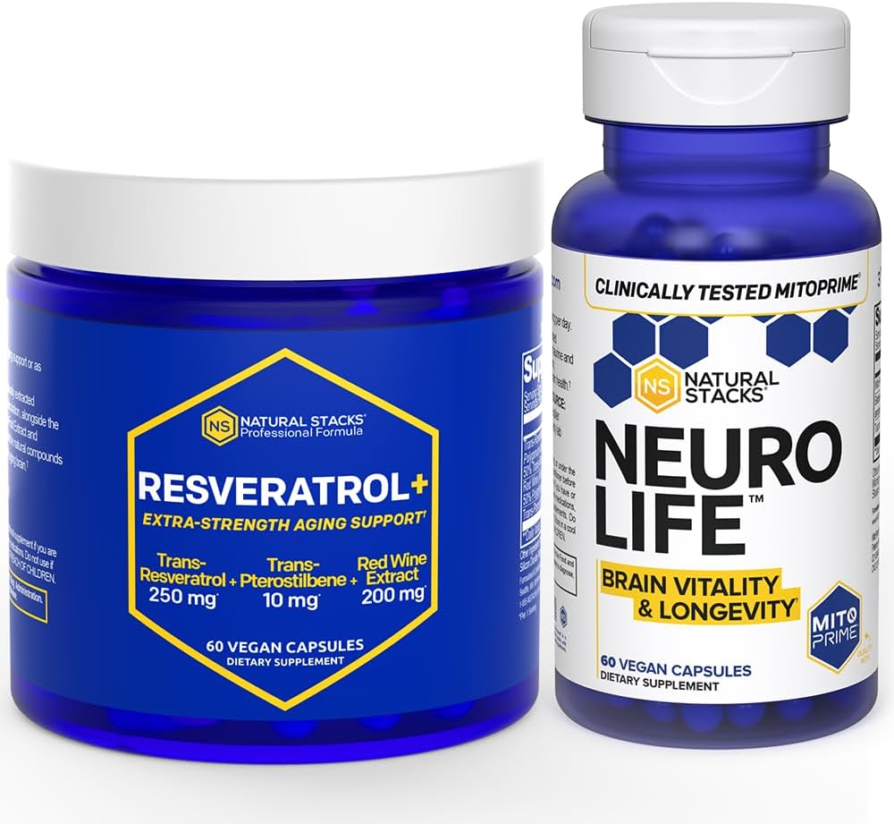 NeuroLife & Resveratrol Supplement Bundle - Promotes Longevity & Cognitive Health - 120 Capsules