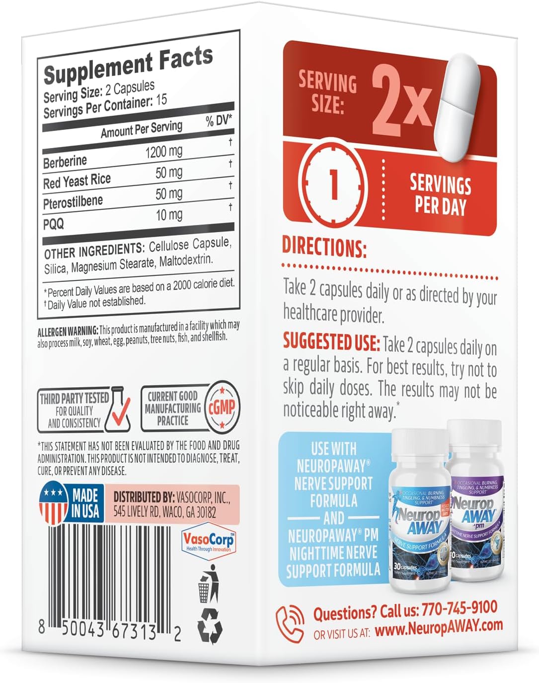 NeuropAWAY Cardiovascular Support Supplement - 30 Count Bottle