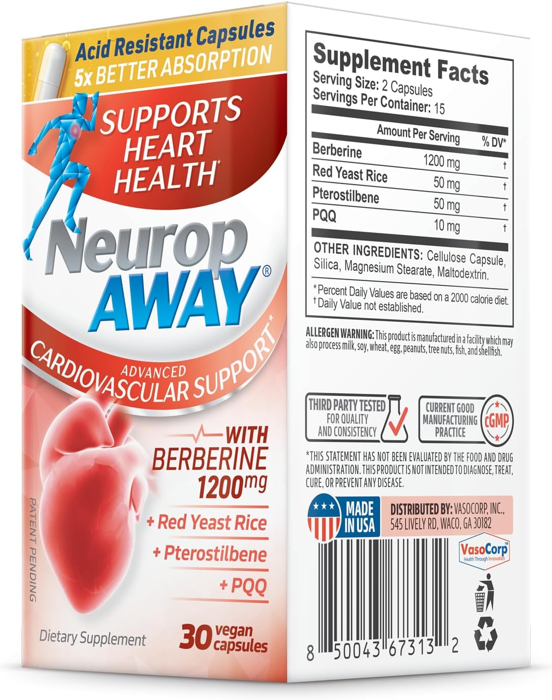 NeuropAWAY Cardiovascular Support Supplement - 30 Count Bottle