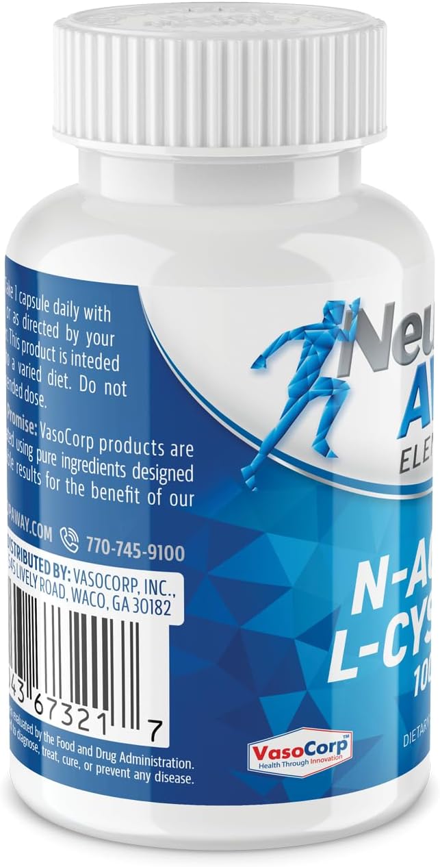 NeuropAWAY Elements N-Acetyl L-Cysteine 1000mg 60ct Acid Resistant Capsules - 60 Capsules per Bottle
