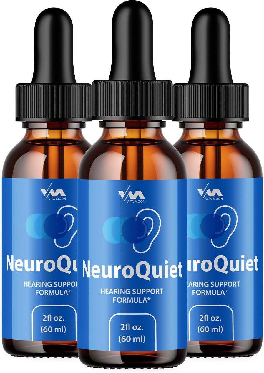 NeuroQuiet Drops (3 Pack) for Hearing Support, Cognitive Health, Wellness - Advanced Formula Vitamoon Supplement