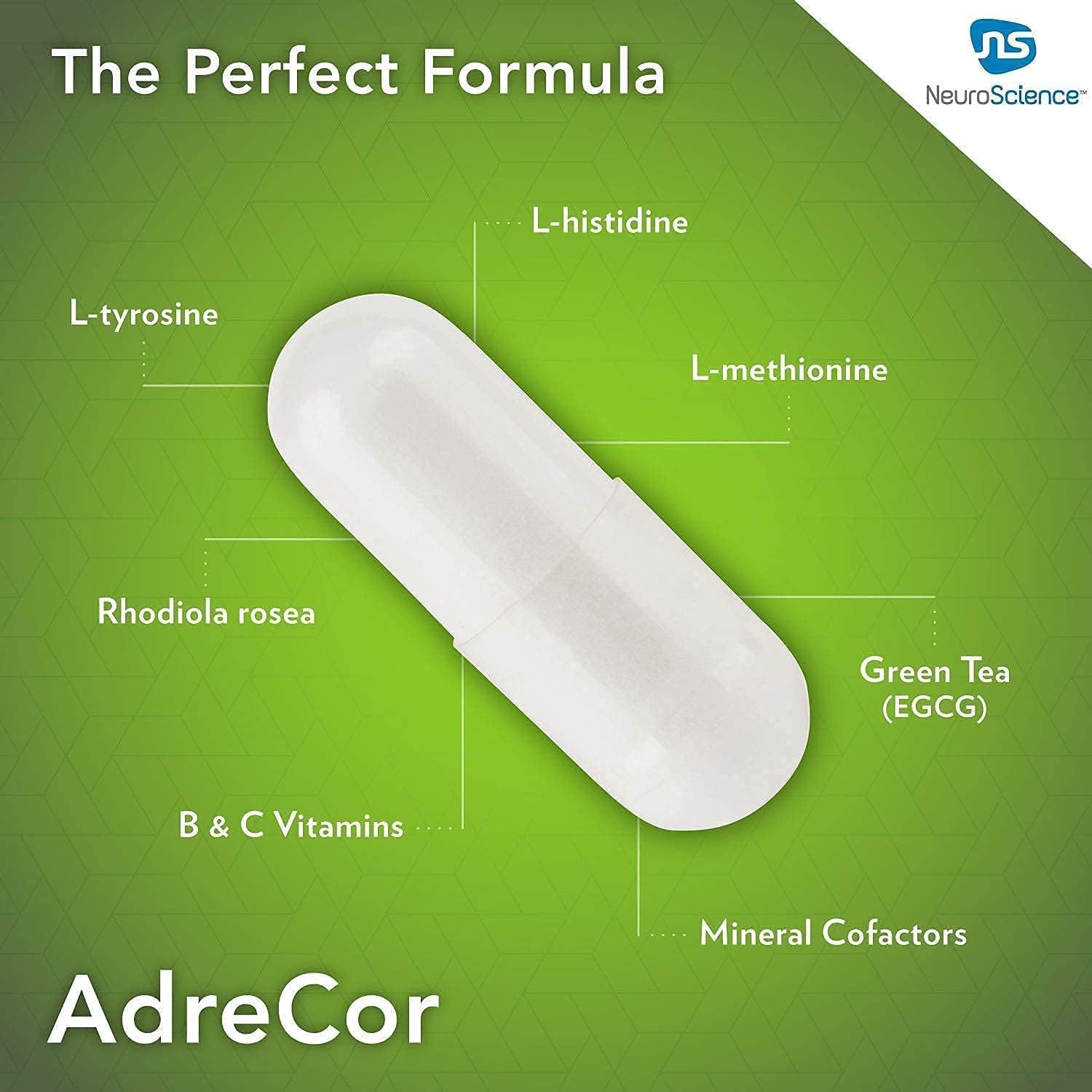 NeuroScience AdreCor and Calm CP Stress + Adrenal Support Bundle - 2 Products, 180 Capsules, 60 Capsules