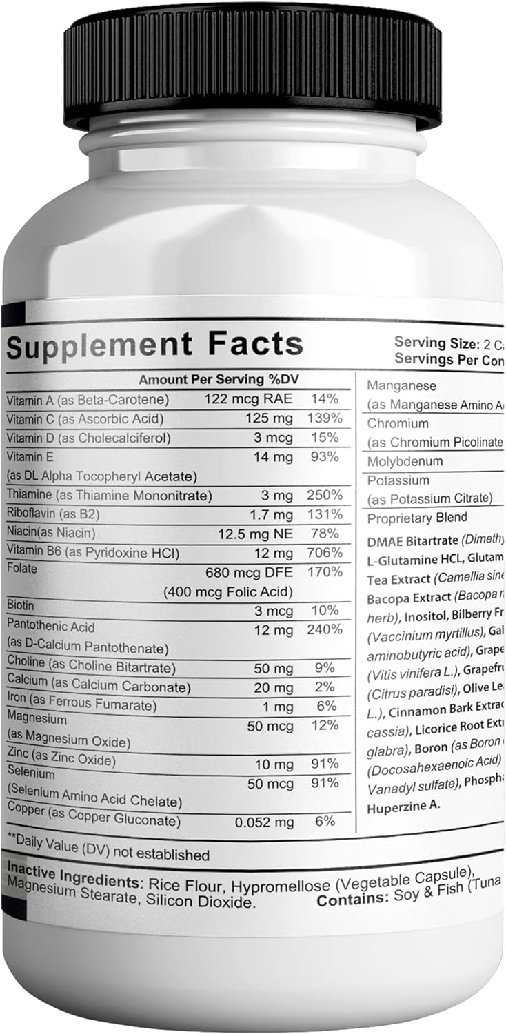 NeuroTonix Brain Support Supplement - Improve Memory & Focus, Clear Brain Fog - 60 Natural Capsules for Healthy Brain Function