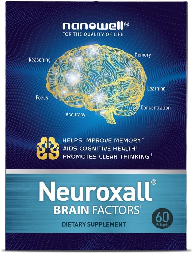 Neuroxall Brain Factors Softgels - Cognitive Support with Vitamin B6, Astaxanthin, Ginkgo Biloba Extract & Phosphatidylserine for Brain Health, Memory & Focus - 60 Count