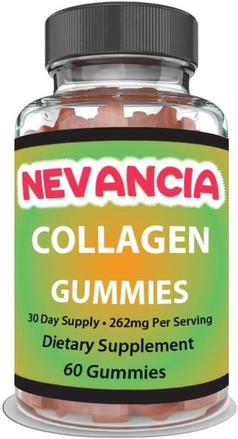 Nevancia Collagen Gummies with Collagen Peptide, Vitamins for Glowing Skin, Fuller Hair, Strong Nails, Joint Health - 60 Gummies